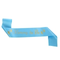 Light blue satin sash with golden Mommy to Be text and footprints for baby showers - Mommy to Be / Blue