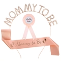 Serre-tête Mommy to Be strass or rose et badge Daddy to Be set accessoire de baby shower - Parure Or Rose