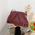 Borsa a sacchetto plissettata bordeaux con stampa leopardata e tracolla alla moda - Rosso