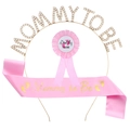Ensemble Baby Shower rose et or avec diadème Mommy to Be, écharpe et badge Daddy to Be - Ensemble de 3 Pièces Or