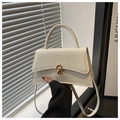 Bolso de mano estructurado blanco crema con cierre dorado y asa para mujeres - Blanco