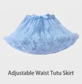 Detailed view of light blue tutu skirt featuring tiered mesh and adjustable waist bow - Sky Blue