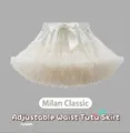 Detail of multi-layered white mesh tutu skirt with a large satin bow and elastic waistband - Off White