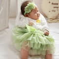 Dettaglio dell'outfit tutu per neonata con top in pizzo, patch floreale e gonna in tulle - S (0-6 Mesi) / Gonna Verde