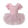 Abito da danza rosa per bambine con strass e gonna tutu in tulle a strati - 90 / Rosa antico