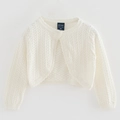 Cardigan in maglia bianca a maniche lunghe per bambina con motivo traforato e bordi smerlati - 90cm / Bianco