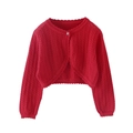 Coprispalle rosso vivace per bambina con ricamo a giorno e bordi a onde - 90cm / Rosso