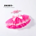 Completo neonata con gonna tutu in tulle fucsia e fascia per capelli a fiori - S / Rosa Fucsia