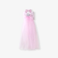 Fermaglio per capelli con velo in tulle rosa da bambina con fiocco e fiocco di neve - Rosa