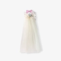Elegante velo da principessa bianco per bambine con cristalli a fiocco e paillettes colorate - Bianco Sporco