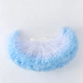 White and sky blue gradient tiered tutu skirt for girls in lightweight soft mesh - White Blue