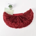 Deep red tutu skirt for girls with layered mesh tulle and satin elastic waistband - Burgundy