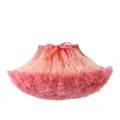 Pink gradient tiered tutu skirt for girls featuring a decorative satin ribbon bow - 130 / Peach Pink