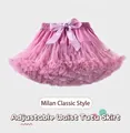 Pinkish purple layered mesh tutu skirt with adjustable waist and satin ribbon bow - M (100-120CM) / Bottoms / Dusty Pink