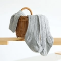 Classic grey cable knit cotton leggings for girls, featuring warm thick ribbed texture - 18/20 (6-12 Months) / Light Gray