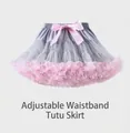 Girl's grey and pink tulle tutu skirt with a large satin bow and adjustable waist - M (100-120CM) / Bottoms / Dusty Pink