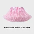 Detailed view of pink multilayered mesh tutu skirt with adjustable waist and satin bow - Pink