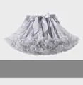 Light gray multi-layer tutu skirt for girls with adjustable waist and satin bow detail - Gray