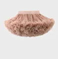 Dusty pink multi-layer voluminous tutu skirt with elastic waistband for young girls - S / Milk Tea