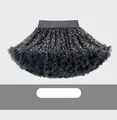 Detail of dark grey tutu skirt with multi-layered tulle and gold star patterns - S / Dark Grey Star