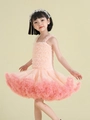 Pink gradient tutu dress for girls with layered mesh tulle and ruffle strap design - L (105-115cm) / Peach Pink