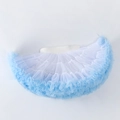 Detailed close-up of light blue multi-layer mesh tulle girls tutu skirt with elastic waistband - XS (60-80CM） / Bottoms / White Blue