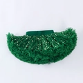 Dark green tutu skirt for girls featuring gold star patterns and elastic waistband - XS (60-80CM） / Bottoms / Dark Green Star