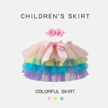 Jupe tutu arc-en-ciel pour tout-petits avec bandeau à fleurs roses assorti - S / Arc-en-ciel (Avec Bandeau)
