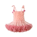 Pink starry sky tutu dress for girls with adjustable shoulder straps and pom-pom details - XS (90cm) / Bottoms / Peach Pink (2026 New Style)