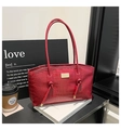 Bolso tote rojo con efecto cocodrilo, placa metálica y correas largas con nudos de moda - Estilo con Patrón de Cocodrilo / Estilo 1 Rojo