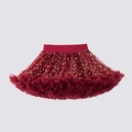 Gonna tutu rossa per bambina con stelle dorate e tulle a strati per le feste natalizie - XS / Rosso Vino con Stelle