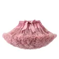 Pink girl's tutu skirt featuring multi-layered tulle and a large satin bow decoration - 130 / Dusty Pink