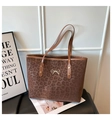 Brown leopard print tote bag with large capacity and elegant gold bow decoration - Brown