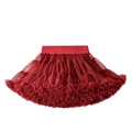 Deep red tutu skirt for girls featuring layered tulle and wide silk elastic waistband - S / Burgundy