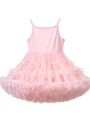 Pink toddler tutu dress with spaghetti straps and multilayered mesh skirt with bows - S (100cm) / Dresses / Nude Pink