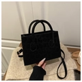 Sac bandoulière noir à motif léopard avec poignées et bandoulière réglable en daim doux - Noir