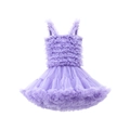 Light purple sleeveless tutu dress for girls with tiered tulle and ruffled straps - XS / Dress (Spaghetti Strap) / Taro Purple