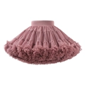 Puffy multi-layer tulle tutu skirt for girls in elegant dusty rose with elastic waistband - S / Black Tea Latte