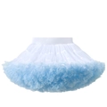 Girls fluffy tutu skirt featuring a white and light blue layered mesh tulle design - 130 / White and Blue