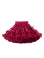 Deep burgundy multi-layered tulle tutu skirt for girls with ruffled edges and bow detail - S / Bow Wine Red