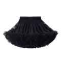 Girls black layered mesh tutu skirt with elastic waistband and high volume puff design - S / Black