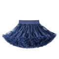 Navy blue girls' tutu skirt made of multi-layered mesh with ruffled hem and elastic waist - S / Navy Blue