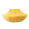 Girls layered bright yellow mesh tutu skirt with a satin elastic waistband in a flat lay view - S / Yellow