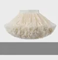 Creamy white multi-layer tutu skirt for girls with high-volume mesh and elastic waist - S / Off White