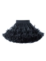 Girls black layered mesh tutu skirt with ruffled tiers and ribbon bow detail - S / Black Bow
