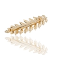 Elegante fermaglio per capelli in metallo dorato a forma di foglia con dettagli - Fermaglio Foglia a Molla (Molla 002)