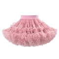 Detailed close-up of pink layered tutu skirt with delicate satin bows and soft tulle mesh - S / Bean Paste Bow Color