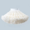 White multi-layer mesh tutu skirt for girls with a delicate ribbon bow on the waist - S / Off-White With Black Bow