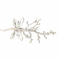 Macro view of vintage dragonfly hair clip with silver metal and iridescent crystal wings - Silver