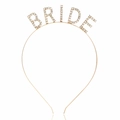Golden bridal headband with sparkling rhinestone BRIDE lettering for bachelorette parties - Gold